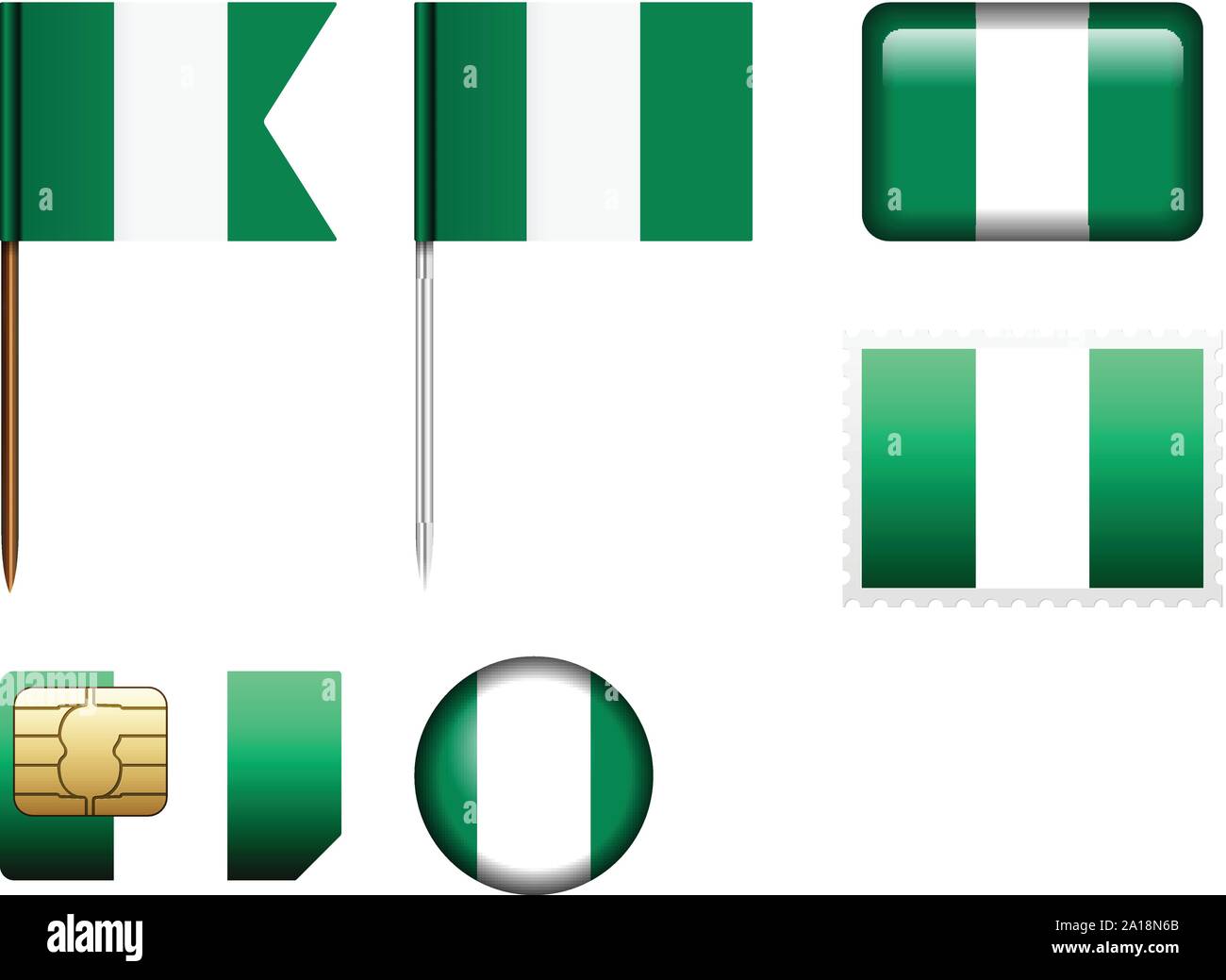 Nigéria drapeau est défini sur un fond blanc. Illustration de Vecteur