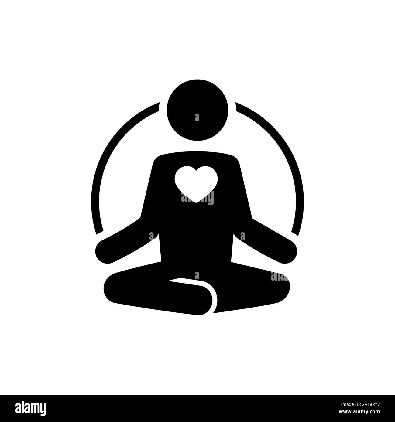 Icône du yoga avec cœur. Méditer et aimer concept. Illustration de Vecteur