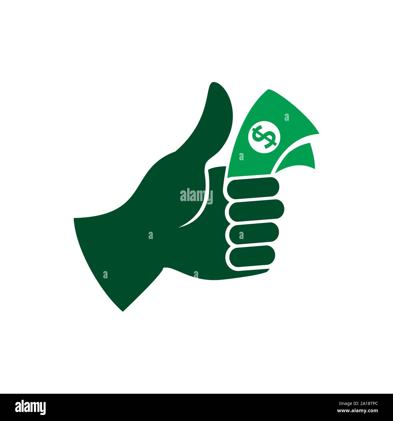 Thumb Up Cash Money Symbole vecteur modèle de conception de logo graphique Illustration de Vecteur