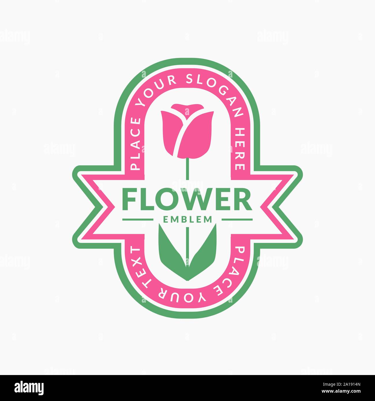 Fleur emblème isolé sur un fond blanc. Modèle vectoriel pour logo floral avec tulip. Illustration de Vecteur