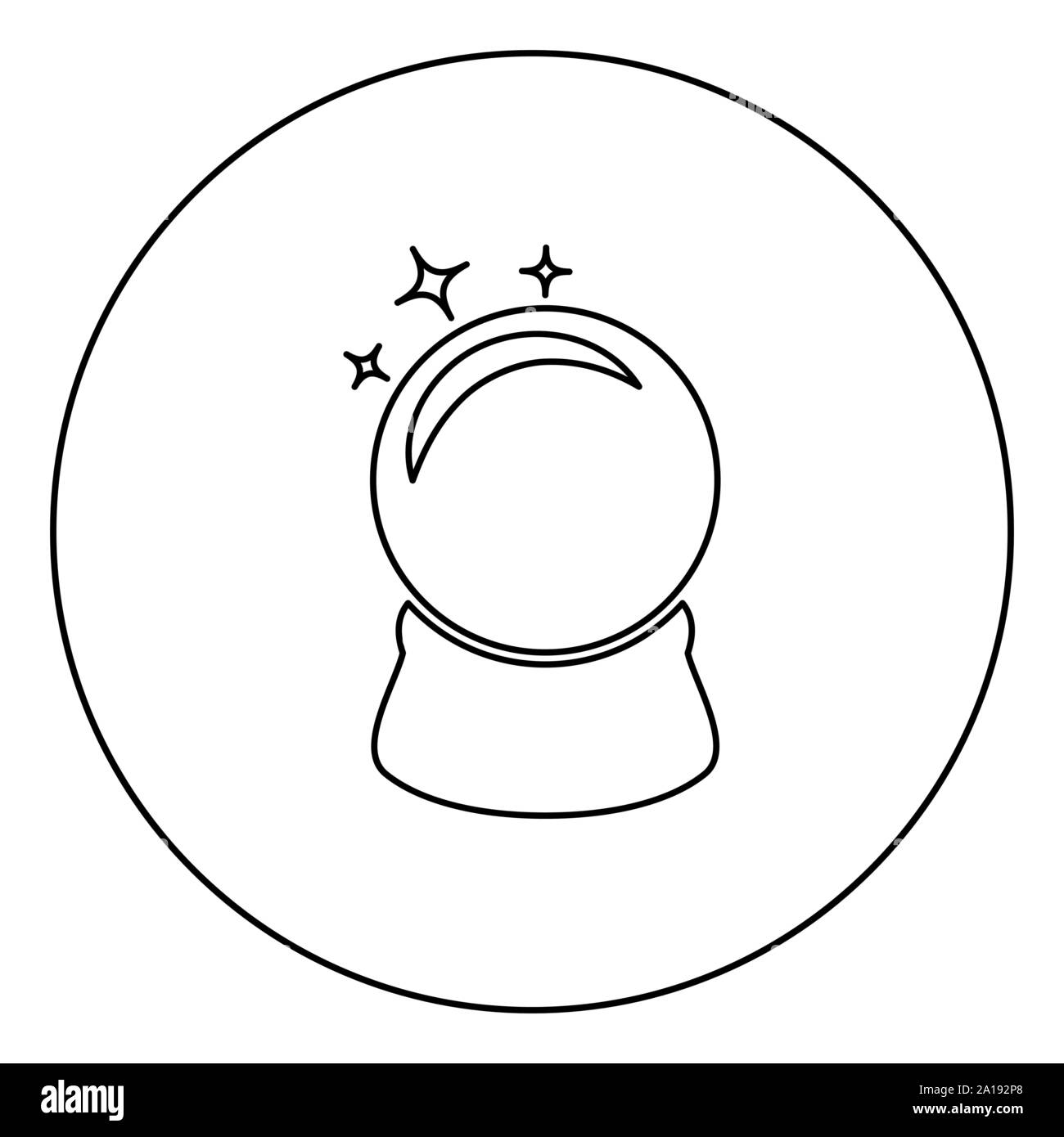 Sphère de verre boule de cristal concept Spirutual Magic Crystal Ball dans l'icône Contour rond cercle couleur noir style télévision illustration vectorielle simple image Illustration de Vecteur