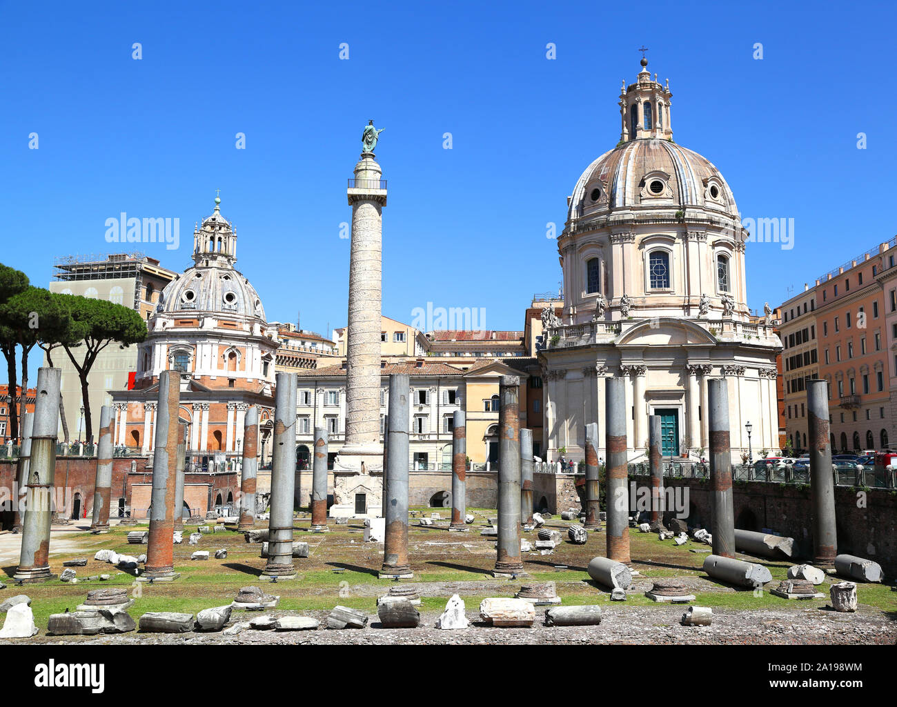 Forum de Trajan avec la colonne Trajane, Rome - Italie Banque D'Images