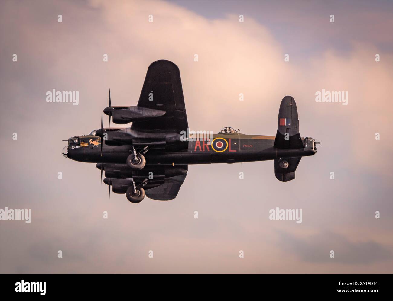 Pas de bombardiers Avro Lancaster PA474 de la BBMF sur le ciel en août 2019 de Bournemouth Banque D'Images