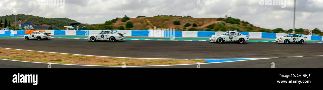 Week-end de course 2019 courses Dimanche, Jerez. Diverses catégories de plusieurs championnats, classique, historique, CRM, CET, F4 Formula Banque D'Images