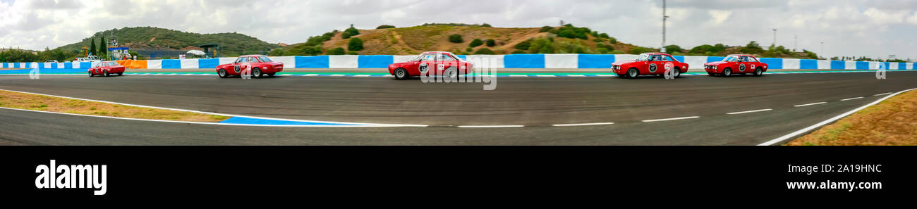 Week-end de course 2019 courses Dimanche, Jerez. Diverses catégories de plusieurs championnats, classique, historique, CRM, CET, F4 Formula Banque D'Images