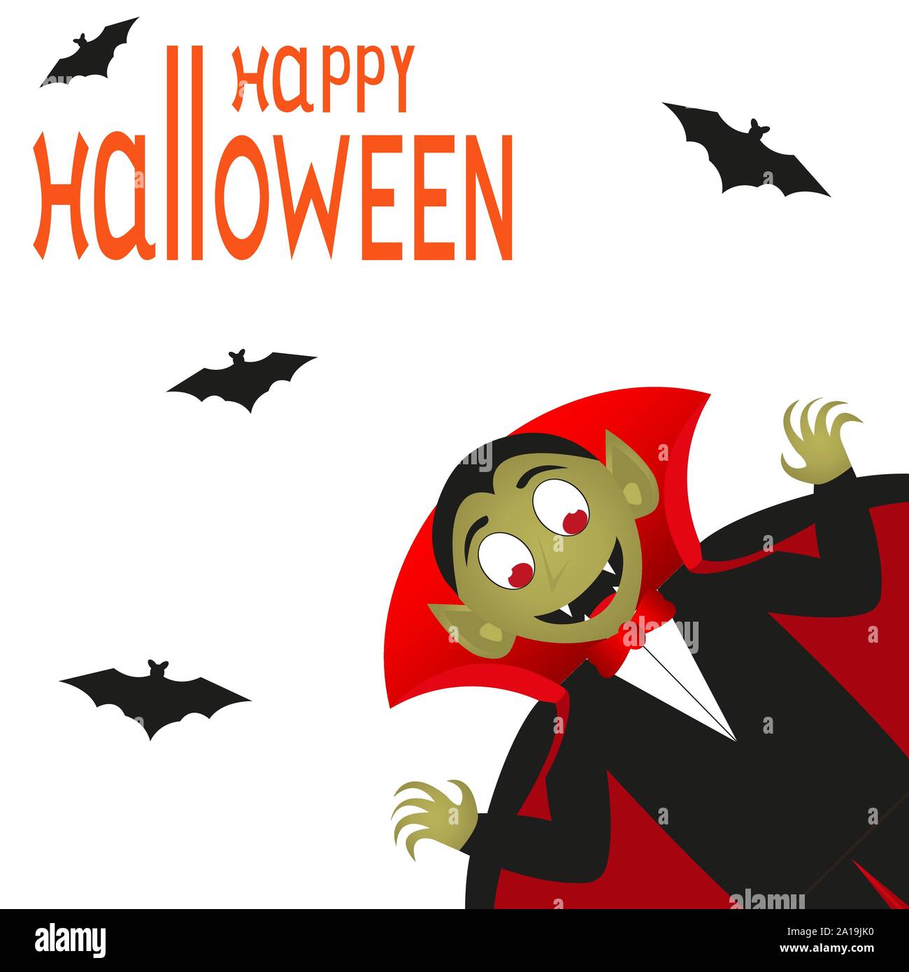 Happy Halloween text logo cartoon et les chauves-souris vampire Illustration de Vecteur