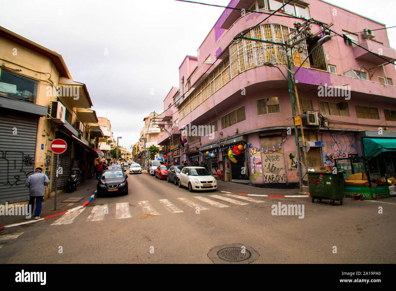 Un bâtiment de style Bauhaus à Tel Aviv ISRAËL Banque D'Images