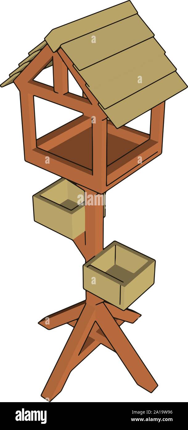 Maison d'oiseau en bois, illustration, vecteur sur fond blanc. Illustration de Vecteur