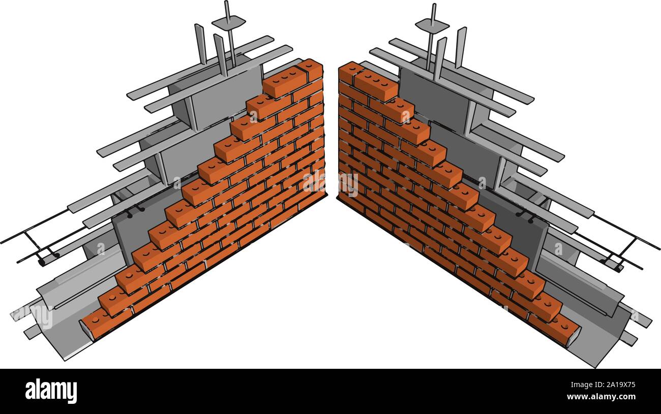 Mur inachevé, illustration, vecteur sur fond blanc. Illustration de Vecteur