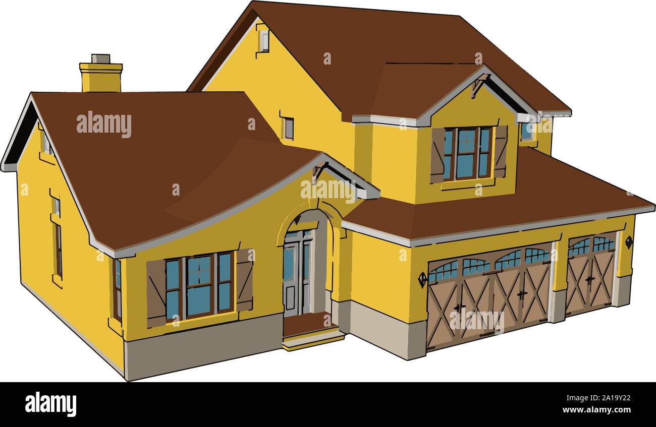 Big Yellow House, illustration, vecteur sur fond blanc. Illustration de Vecteur