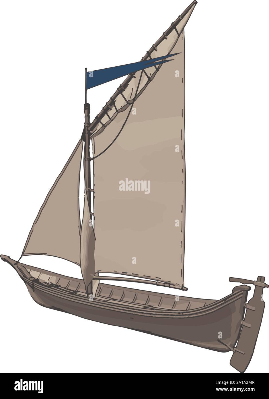 Petit bateau blanc, illustration, vecteur sur fond blanc. Illustration de Vecteur