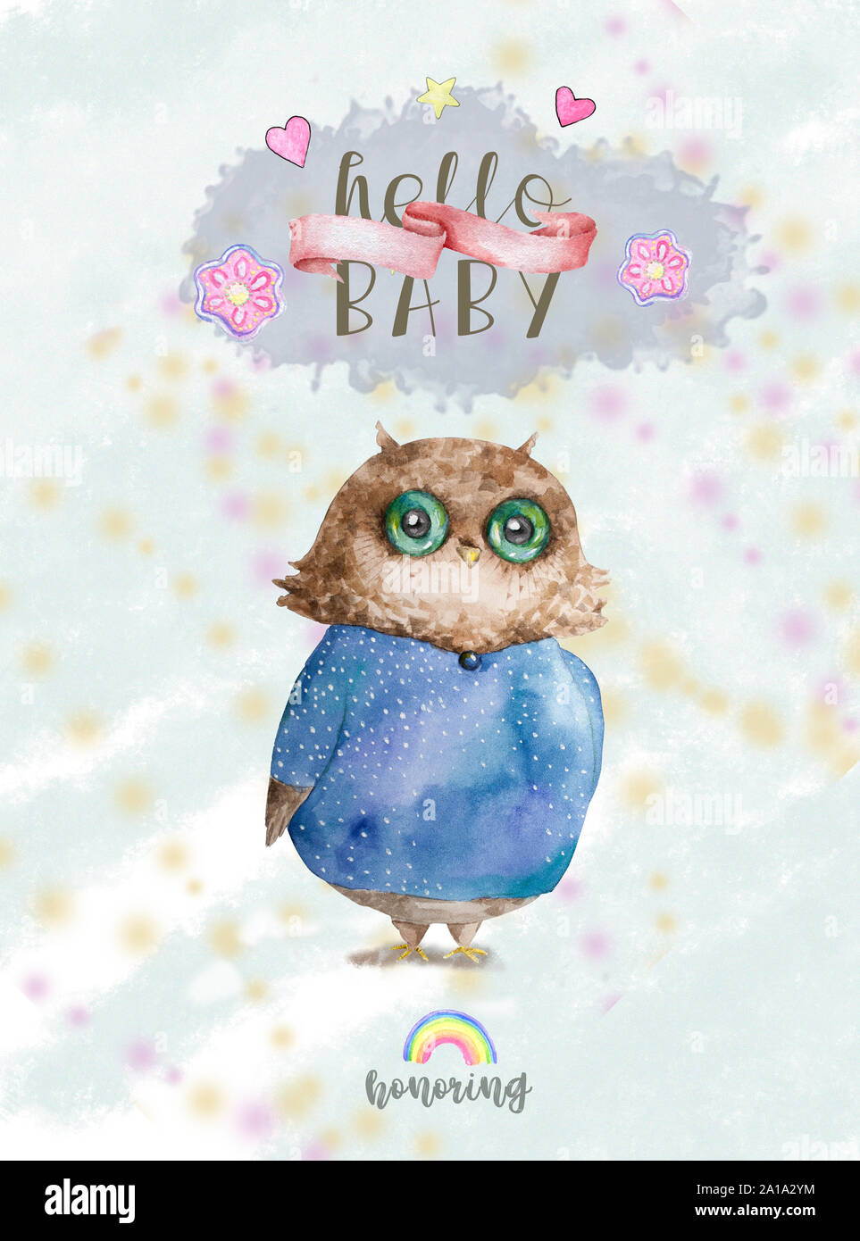 Cute Owl Happy Birthday Background Banque D Image Et Photos Alamy