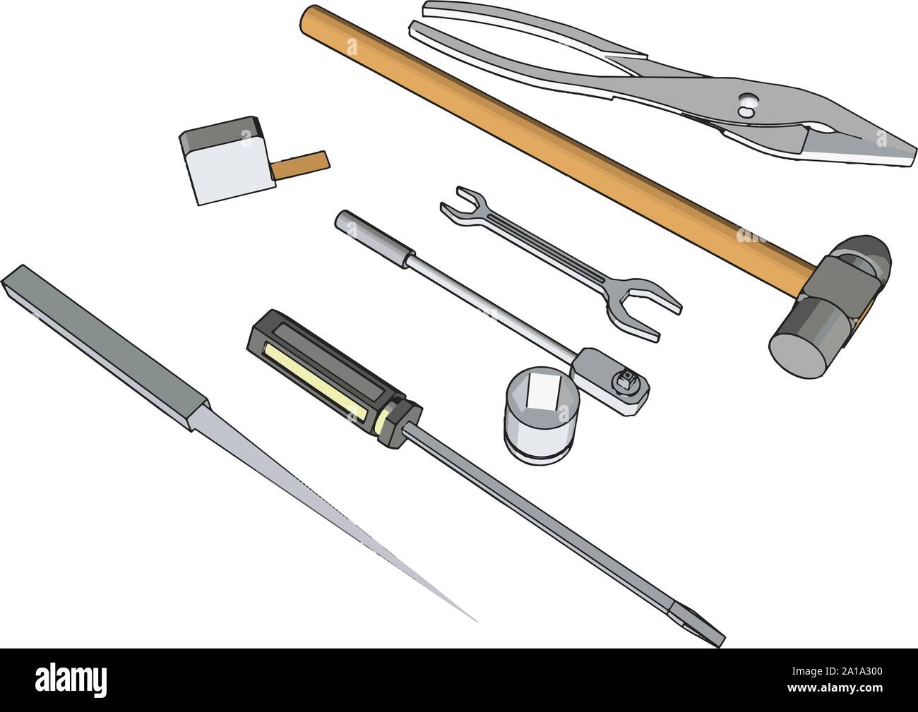 Plusieurs outils, illustration, vecteur sur fond blanc. Illustration de Vecteur