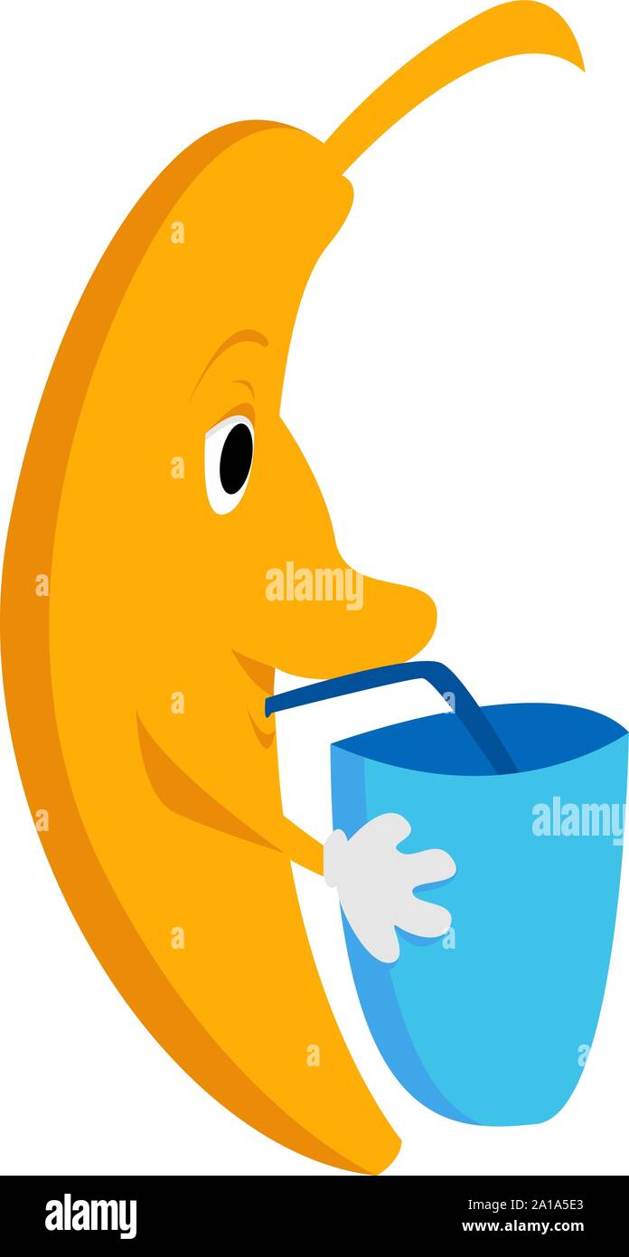 Banana avec de l'eau, vecteur illustration, sur fond blanc. Illustration de Vecteur