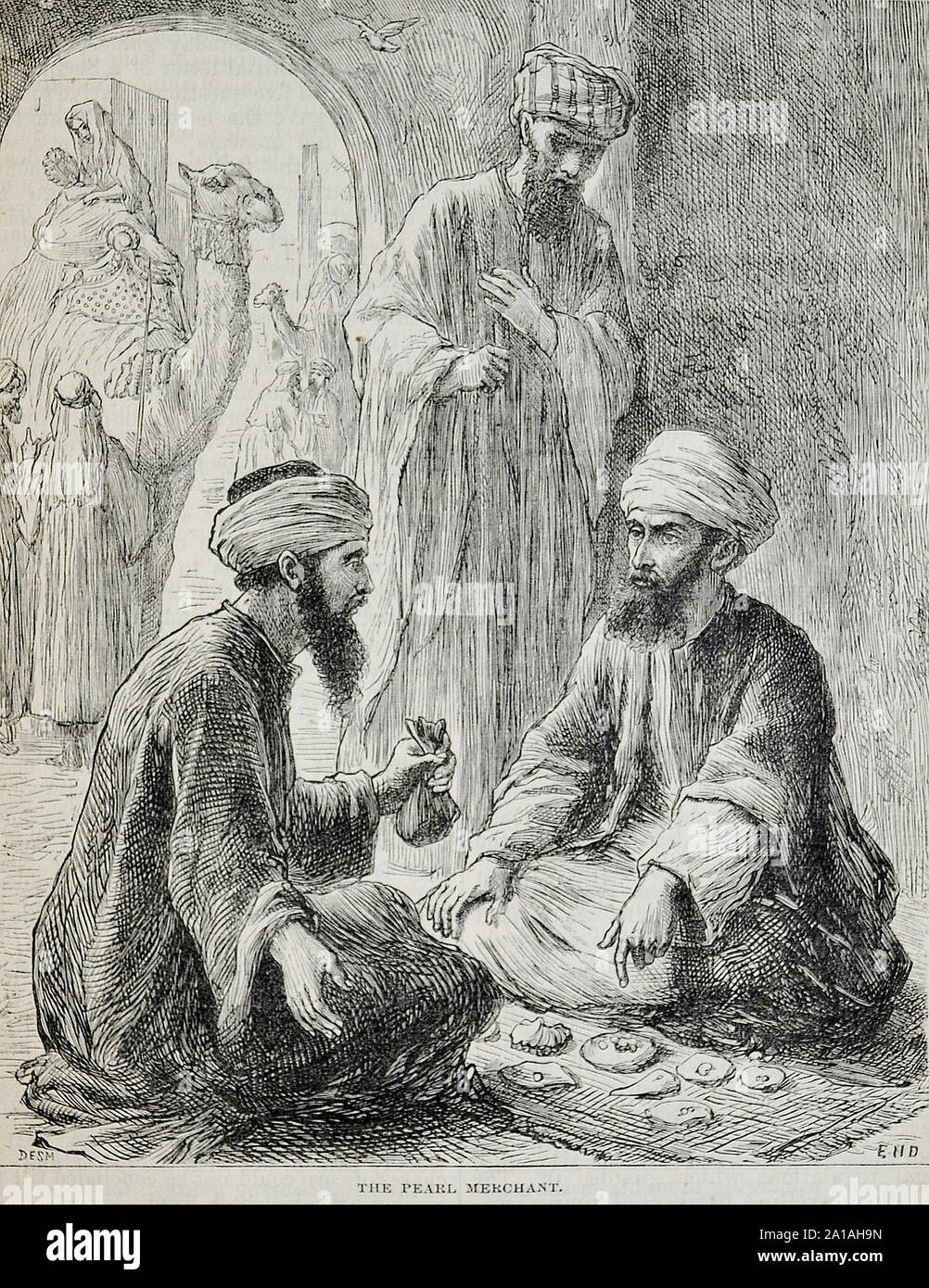 Le marchand de perles en 1869. La lithographie du xixe siècle. Banque D'Images