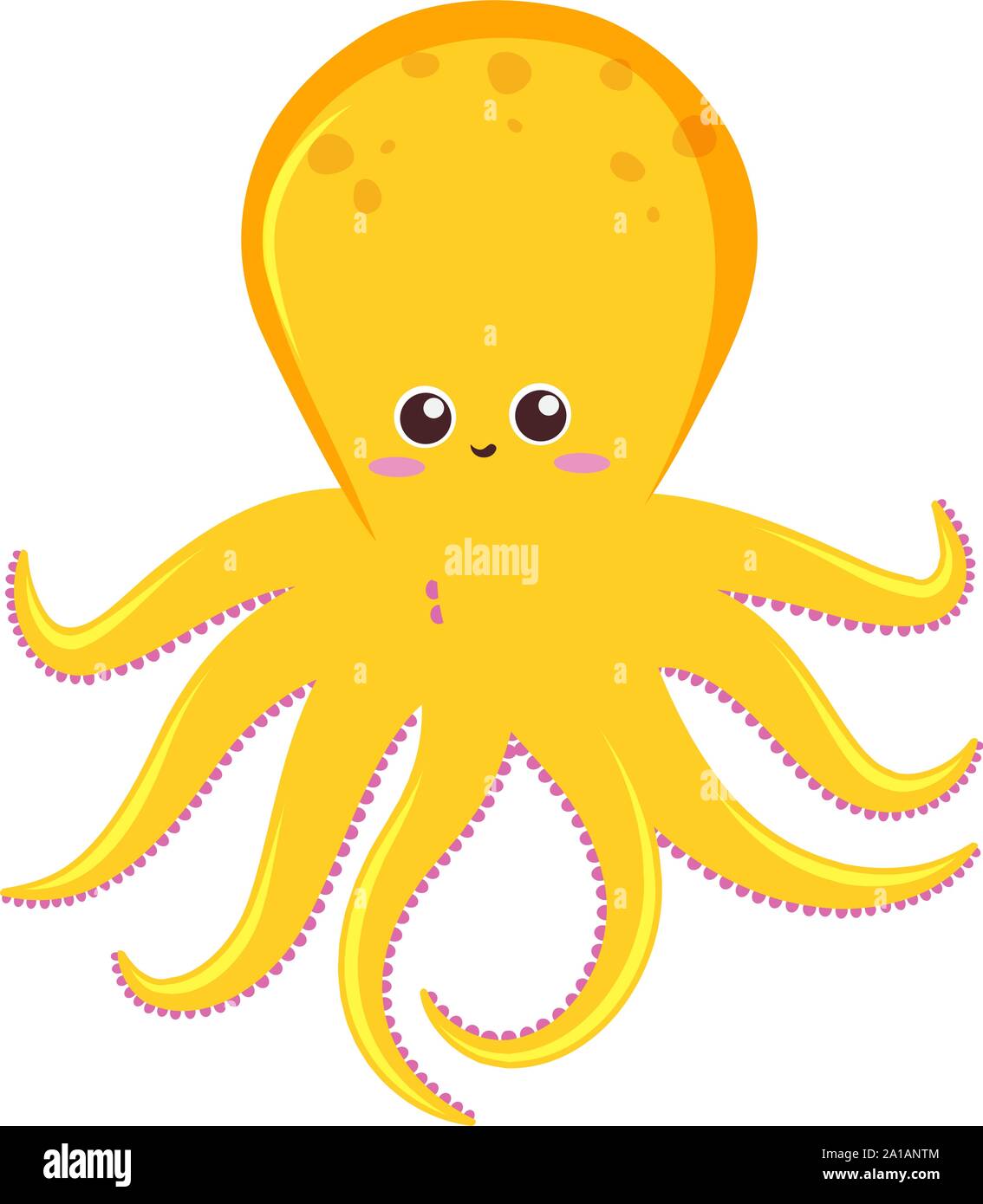 Octopus jaune, illustration, vecteur sur fond blanc. Illustration de Vecteur