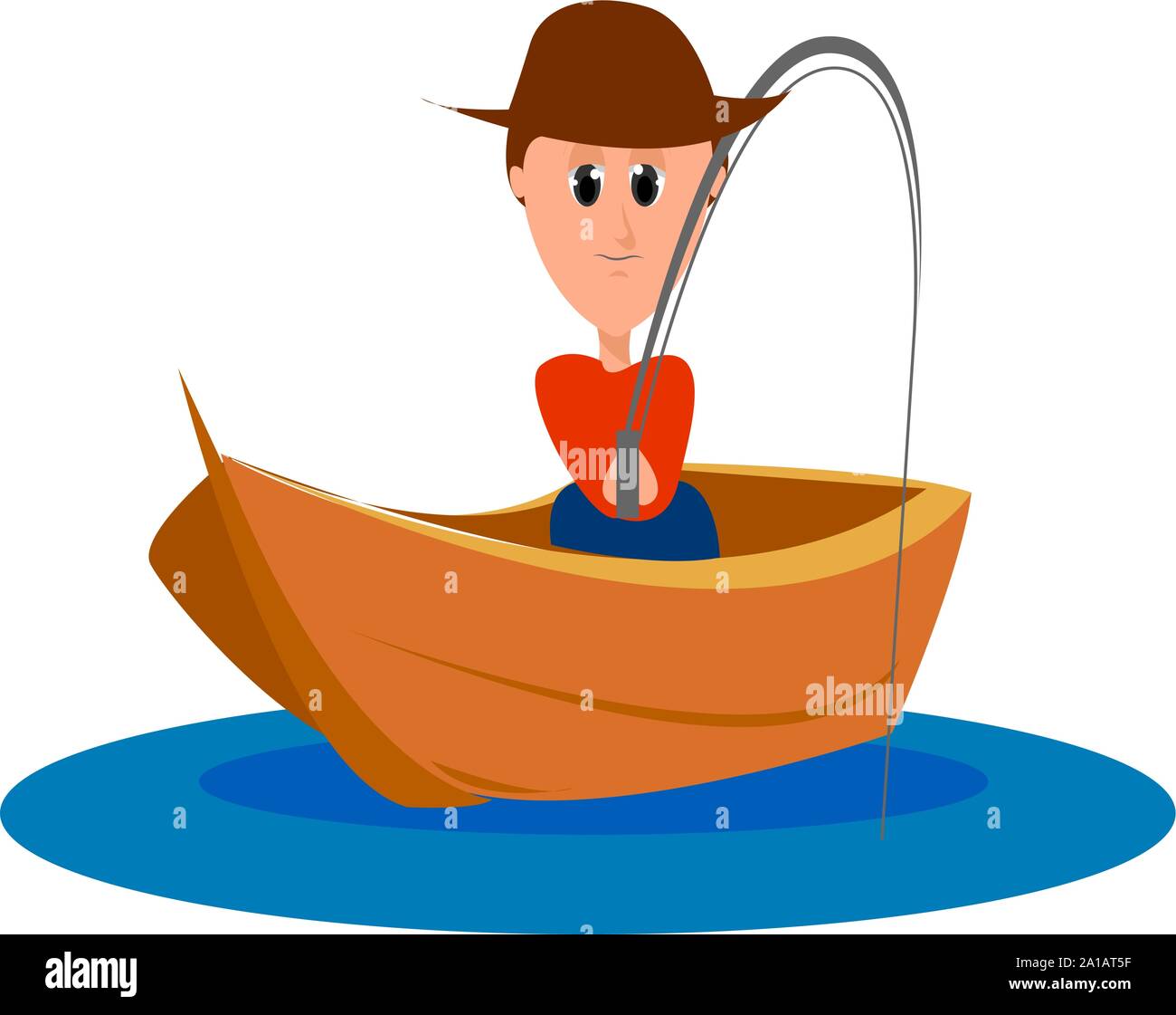 L'homme dans un bateau, illustration, vecteur sur fond blanc. Illustration de Vecteur