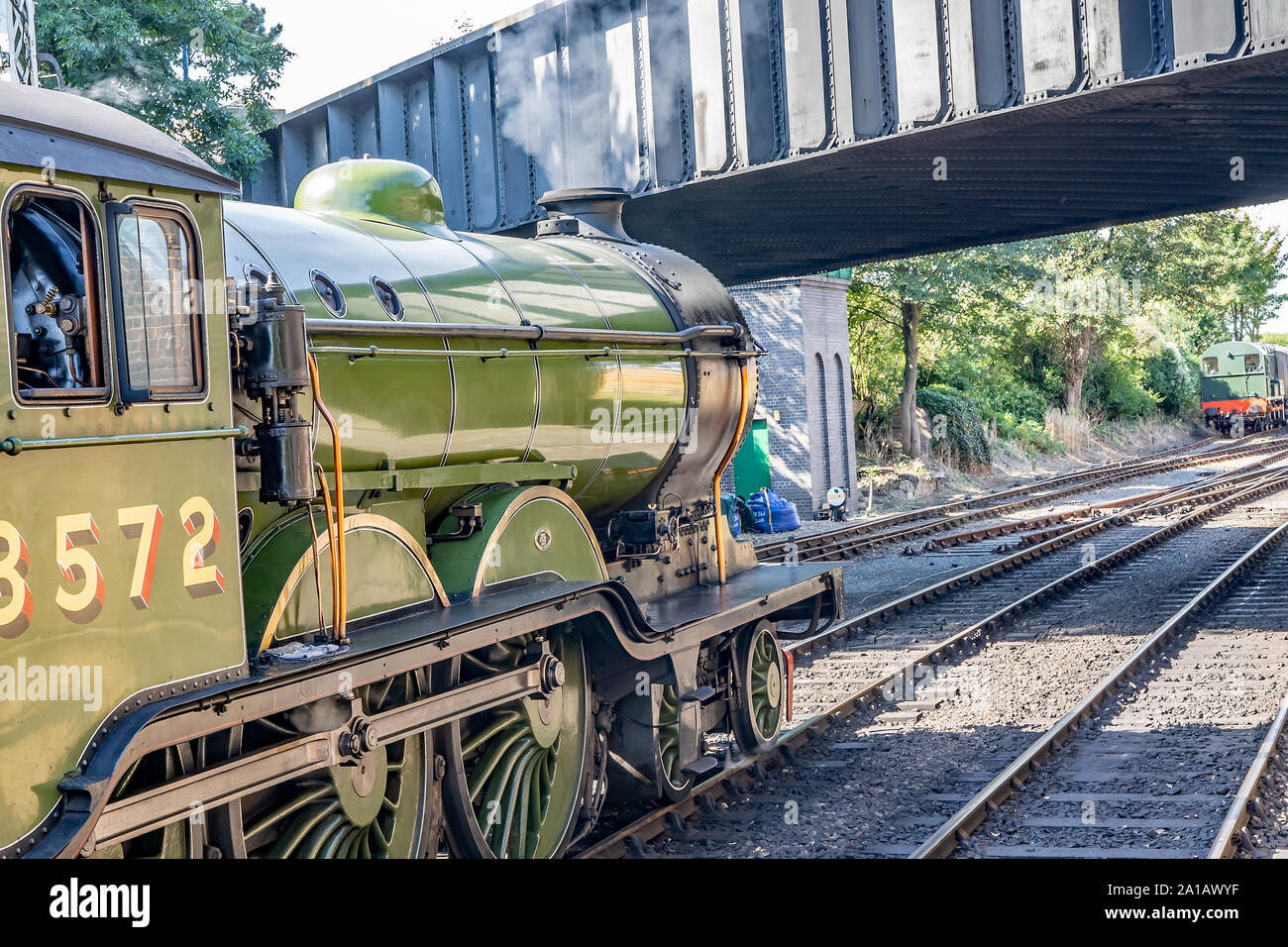 Train à vapeur verte à Sheringham gare Banque D'Images