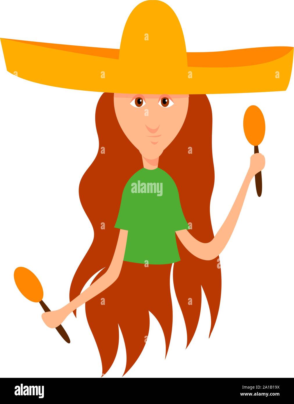 Fille avec sombrero, illustration, vecteur sur fond blanc. Illustration de Vecteur