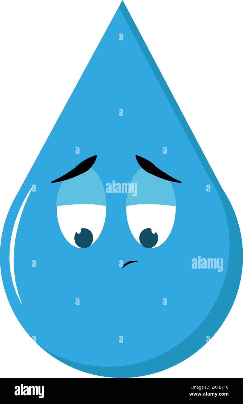 Triste goutte d'eau, de l'illustration vectorielle, sur fond blanc. Illustration de Vecteur