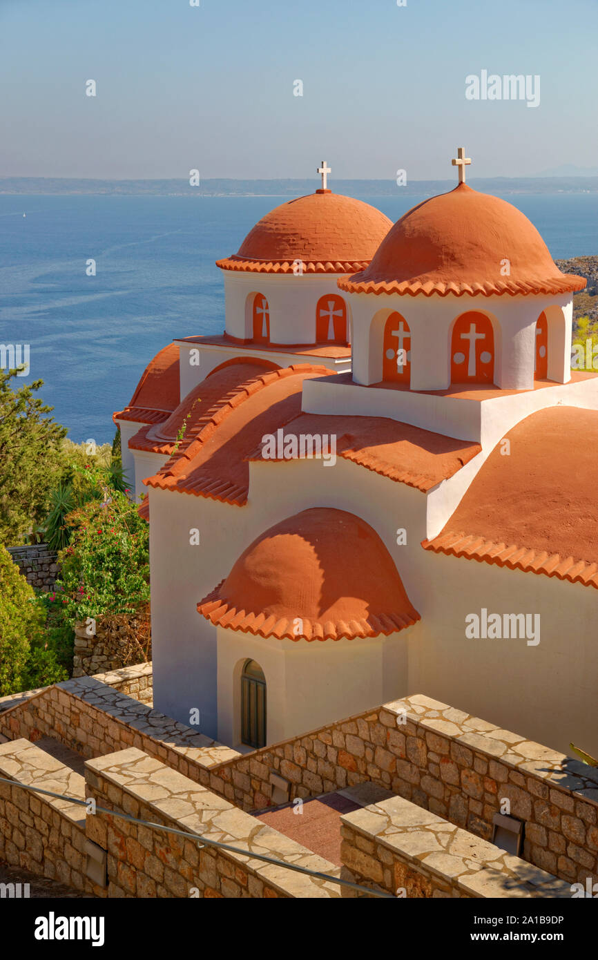 Couvent et monastère de Saint Savvas à Pothia, la ville principale de Kalymnos Island dans le Dodécanèse, Grèce Groupe. Banque D'Images
