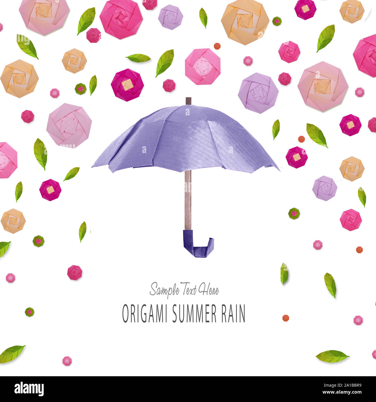 Parapluie origami avec des fleurs Banque D'Images