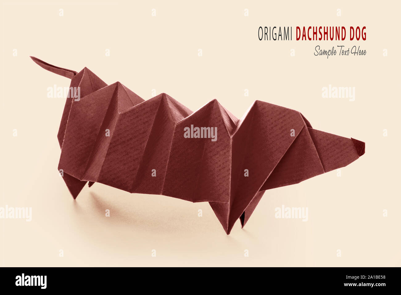 Origami dessin animé chien teckel Banque D'Images