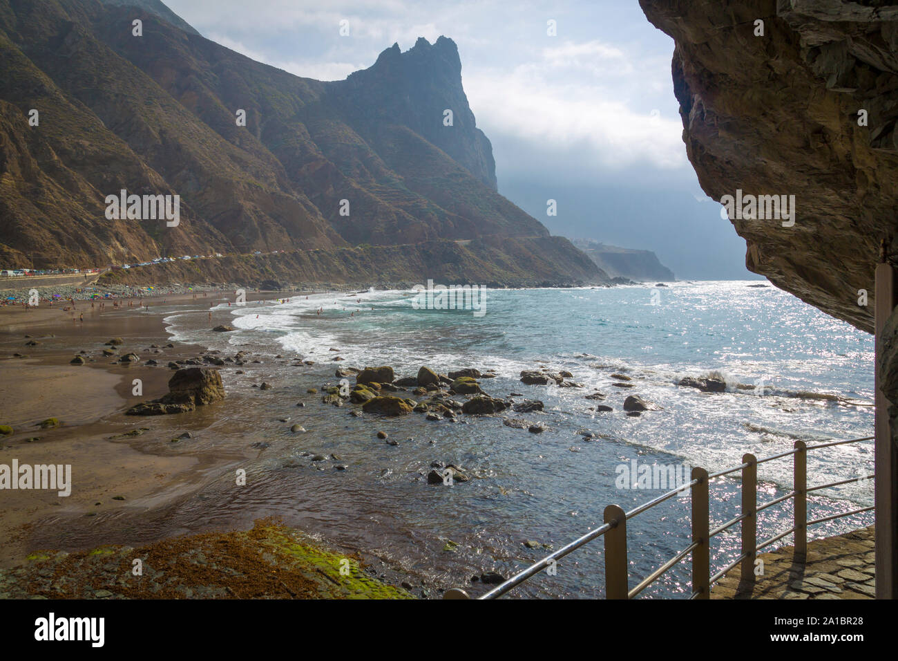 Paysages spectaculaires sur la route côtière TF-134 à Almaciga et Benijo sur Tenerife, Almaciga Banque D'Images