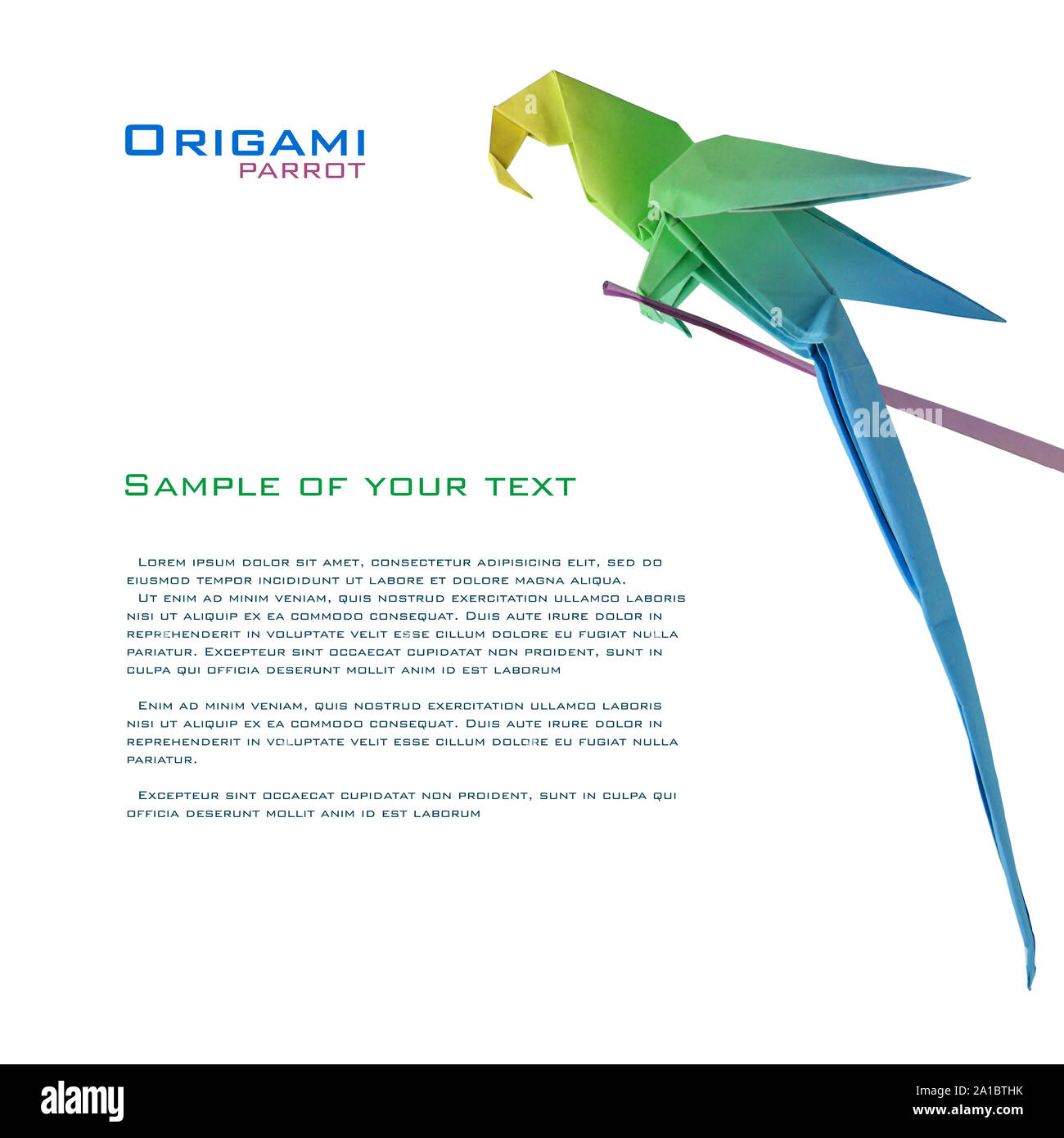 Perroquet sur une branche d'origami Banque D'Images