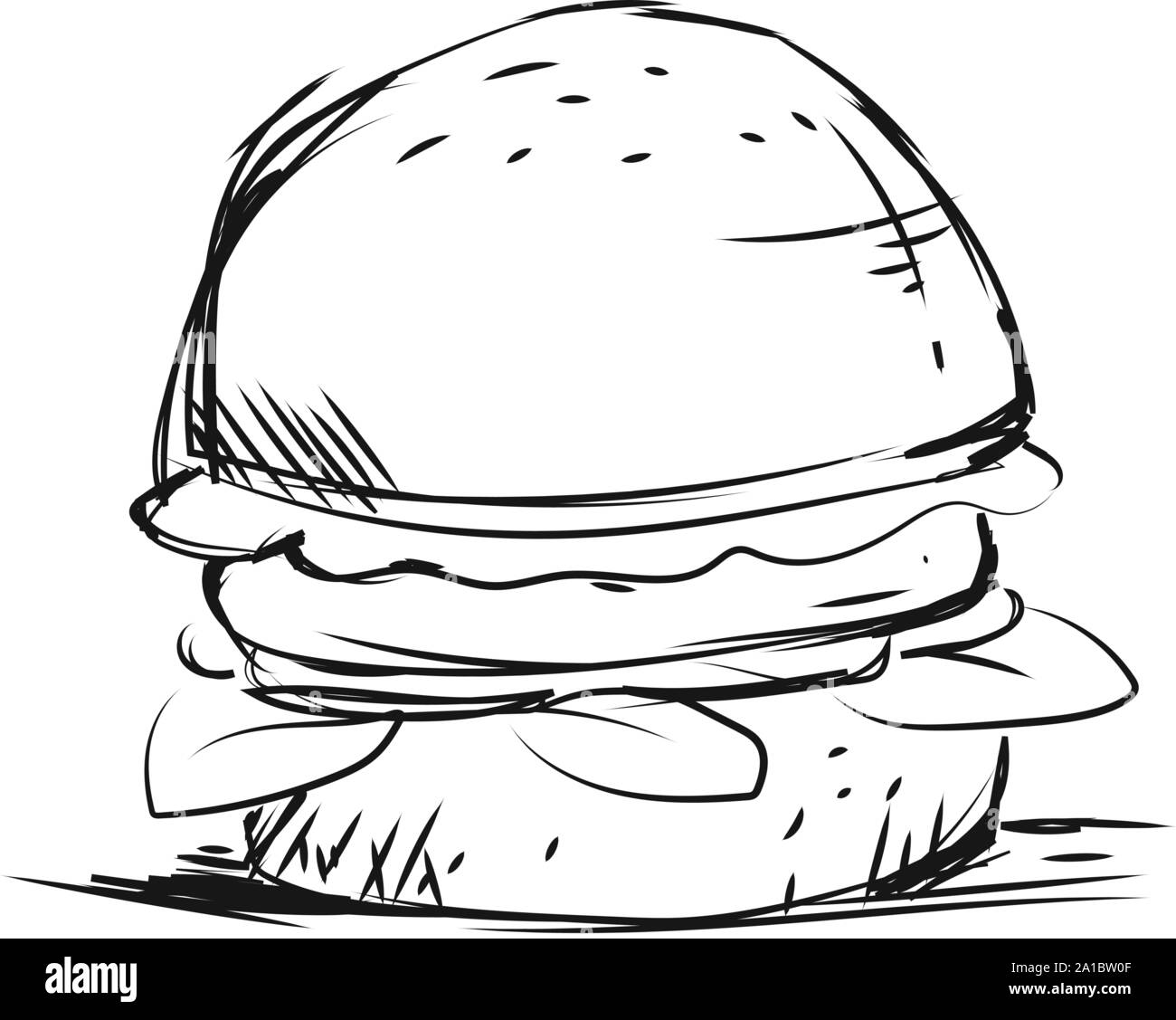 Burger dessin, illustration, vecteur sur fond blanc. Illustration de Vecteur