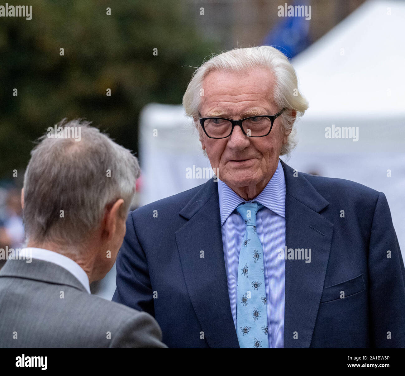 London UK 25 sept. 2019 politiciens et commentateurs dans Westminster après le rappel du Parlement Lord Heseltine parler aux médias Ian Crédit DavidsonAlamy Live News Banque D'Images