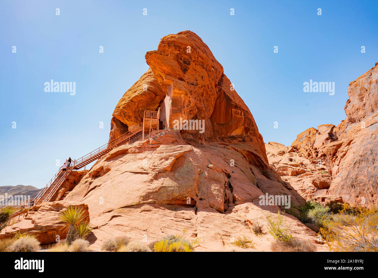 Atlatl Rock de la Vallée de Feu State Park à Nevada Banque D'Images