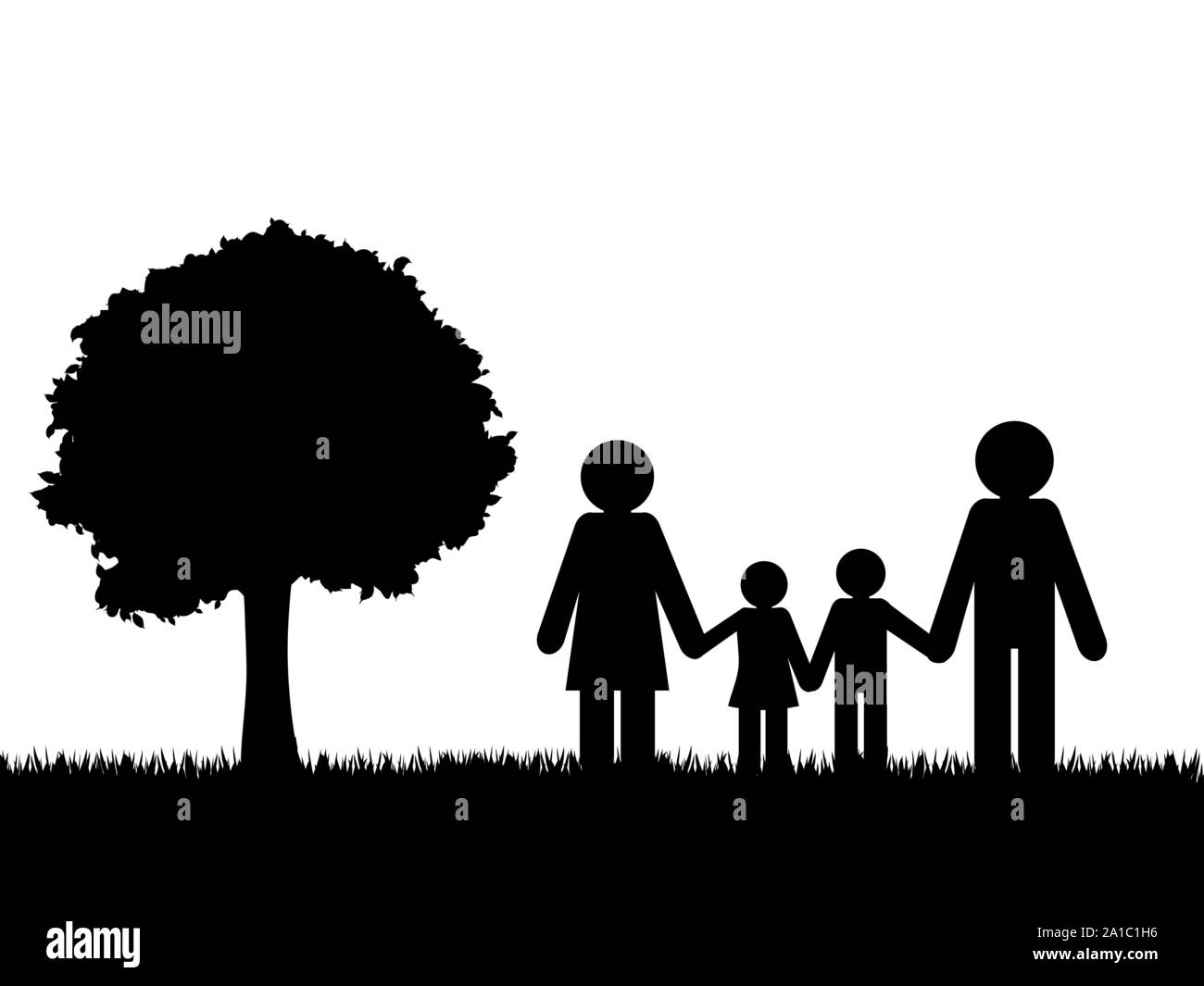 Silhouette d'happy family outdoors vector background Illustration de Vecteur