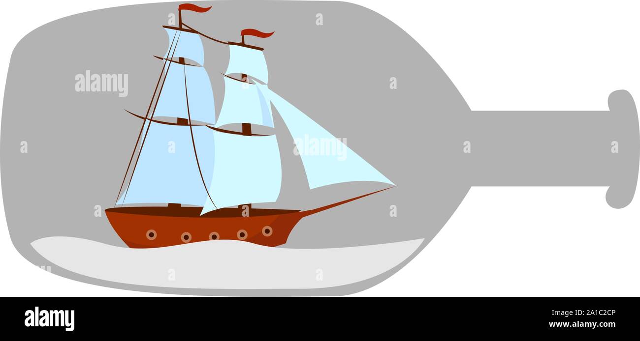 Bateau en bouteille, illustration, vecteur sur fond blanc. Illustration de Vecteur