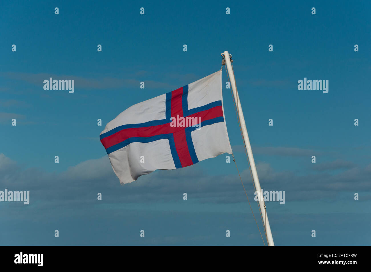 Drapeau des îles Féroé sur ferry Banque D'Images