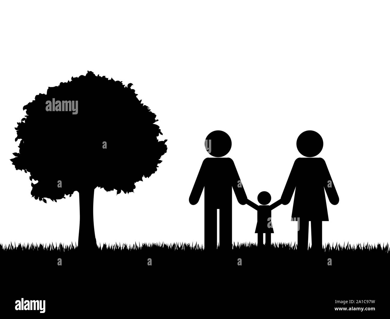 Silhouette d'happy family outdoors vector background Illustration de Vecteur