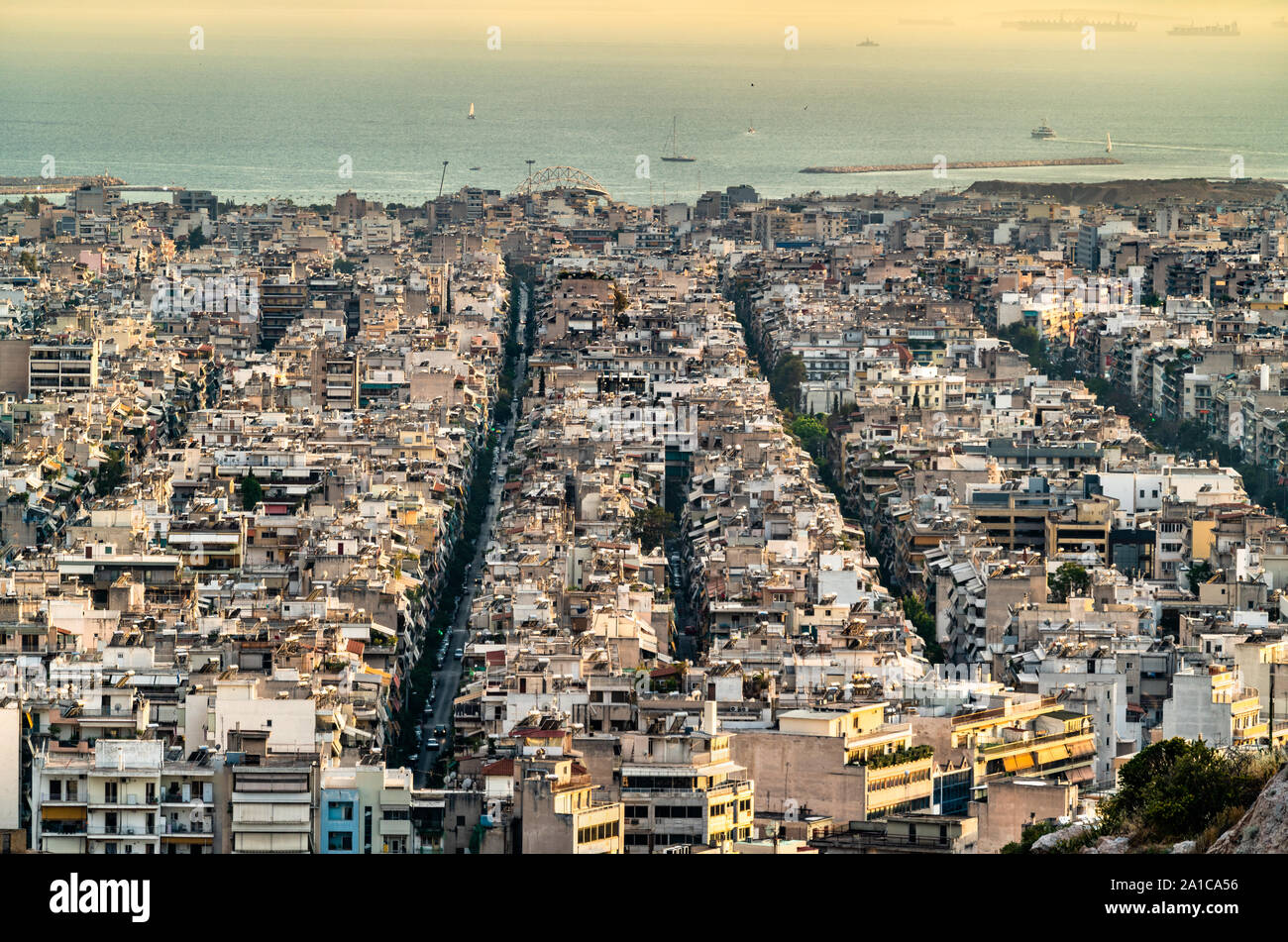 Vue d'Athènes depuis la colline Filopappou, Grèce Banque D'Images