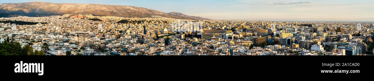 Vue d'Athènes depuis la colline Filopappou, Grèce Banque D'Images