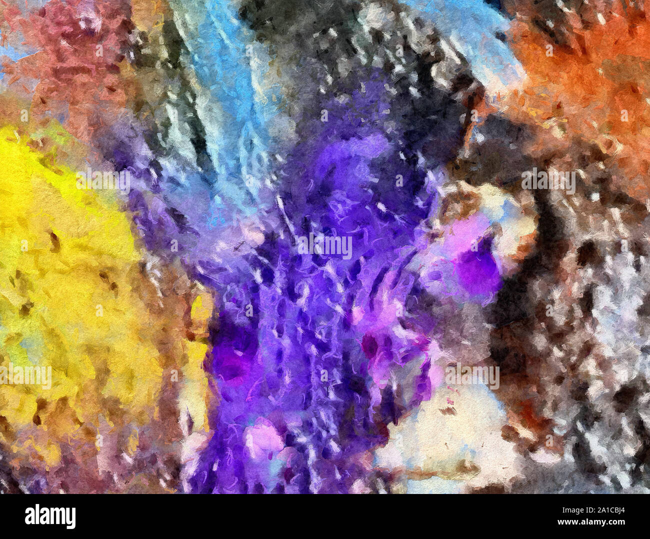 L'art abstrait peint texture background. À huile sur toile d'éclaboussures et des traits. Modèle simple de créativité pour la conception. Dans la palette macro Close up Banque D'Images