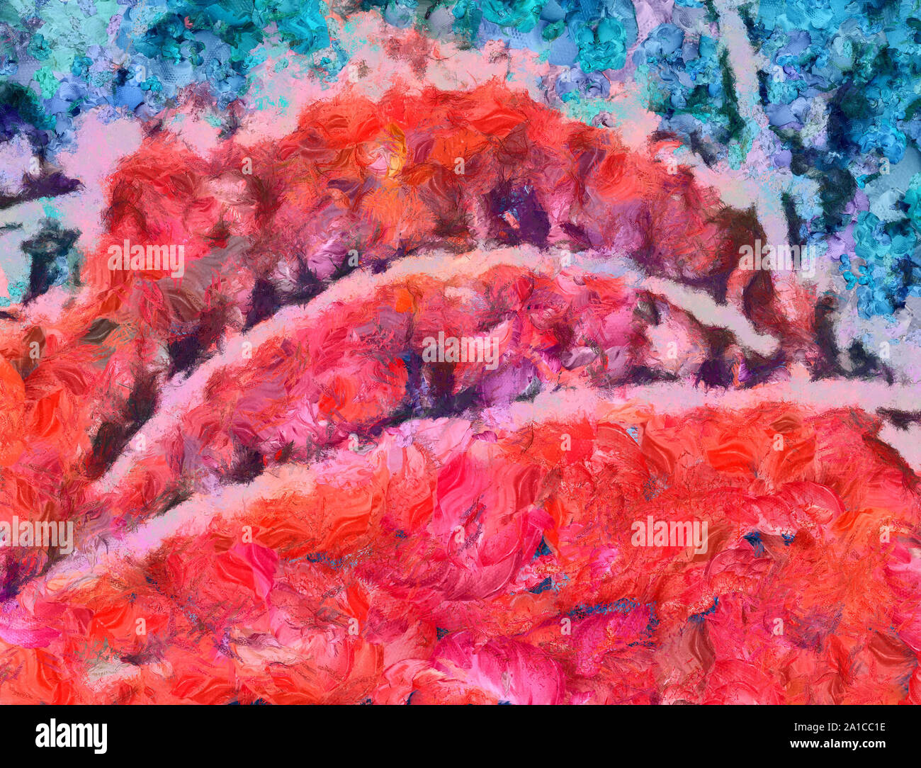 L'art abstrait peint texture background. À huile sur toile d'éclaboussures et des traits. Modèle simple de créativité pour la conception. Dans la palette macro Close up Banque D'Images