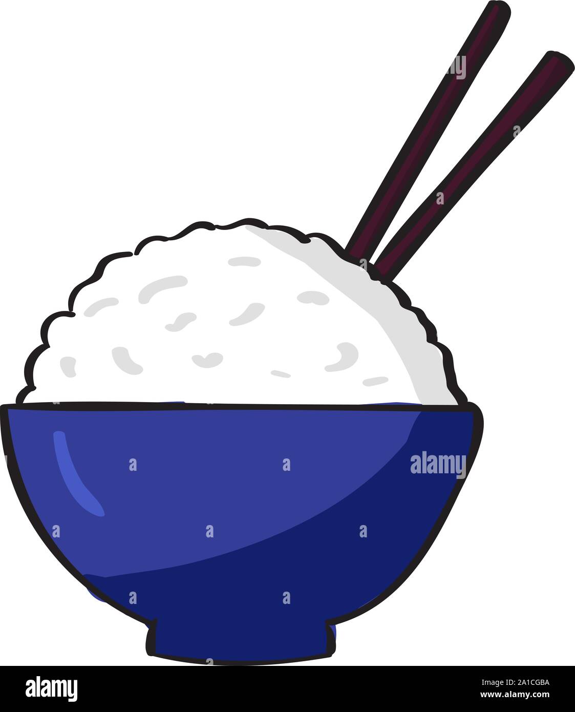 Le riz en pot bleu, illustration, vecteur sur fond blanc. Illustration de Vecteur