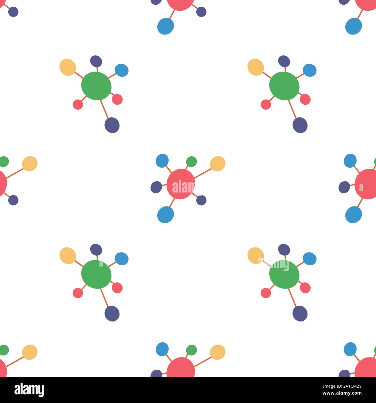 Modèle sans couture avec molécule pour la conception web, papier d'emballage, tissu, papier peint, arrière-plan. Décoration de la science, de l'éducation médicale, élément du vecteur. Illustration de Vecteur