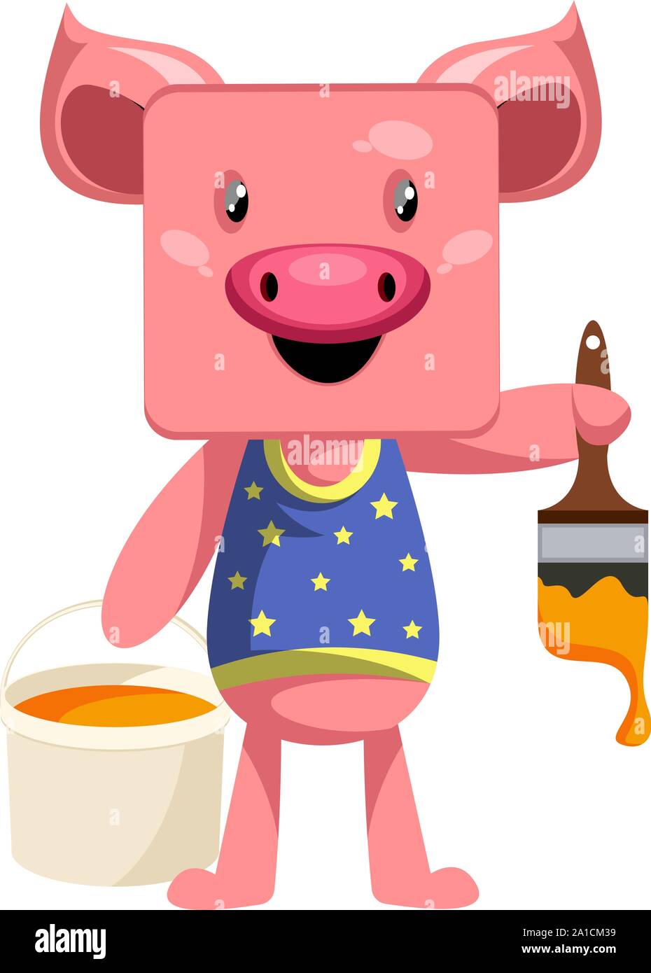 Porc avec paintbrush, illustration, vecteur sur fond blanc. Illustration de Vecteur
