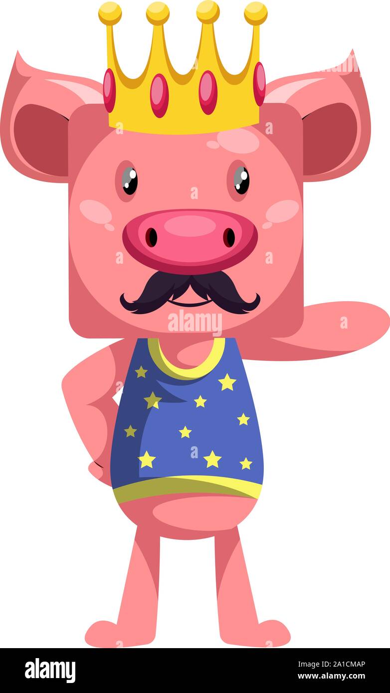 Cochon est roi, illustration, vecteur sur fond blanc. Illustration de Vecteur