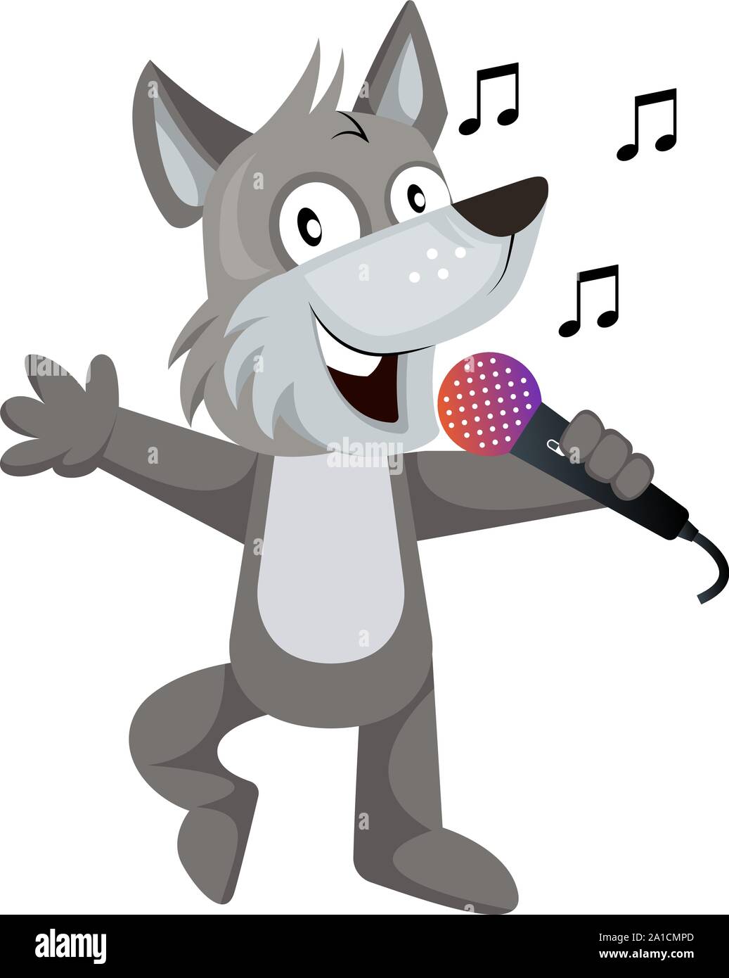 Wolf avec microphone, illustration, vecteur sur fond blanc. Illustration de Vecteur