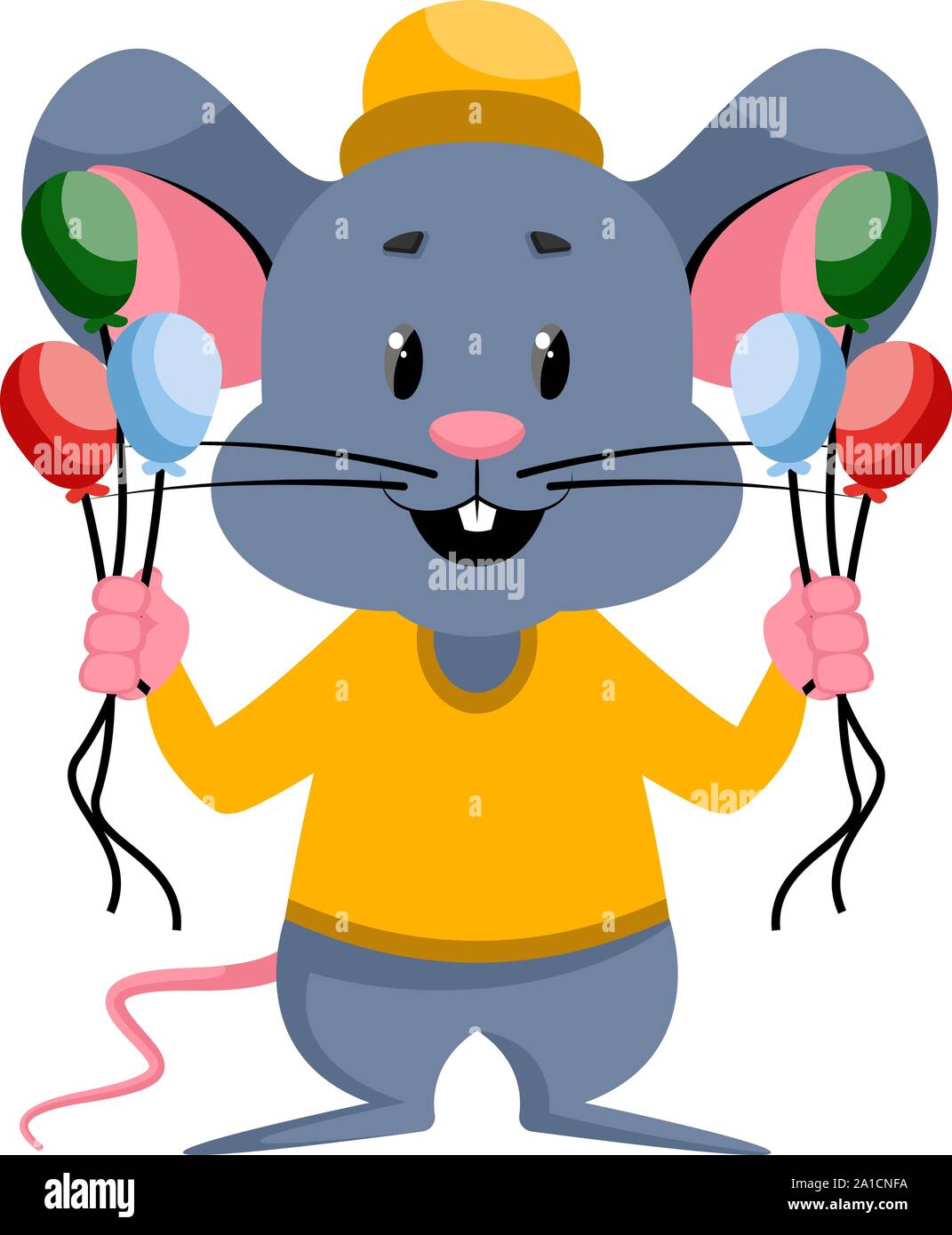 Souris avec des ballons, illustration, vecteur sur fond blanc. Illustration de Vecteur