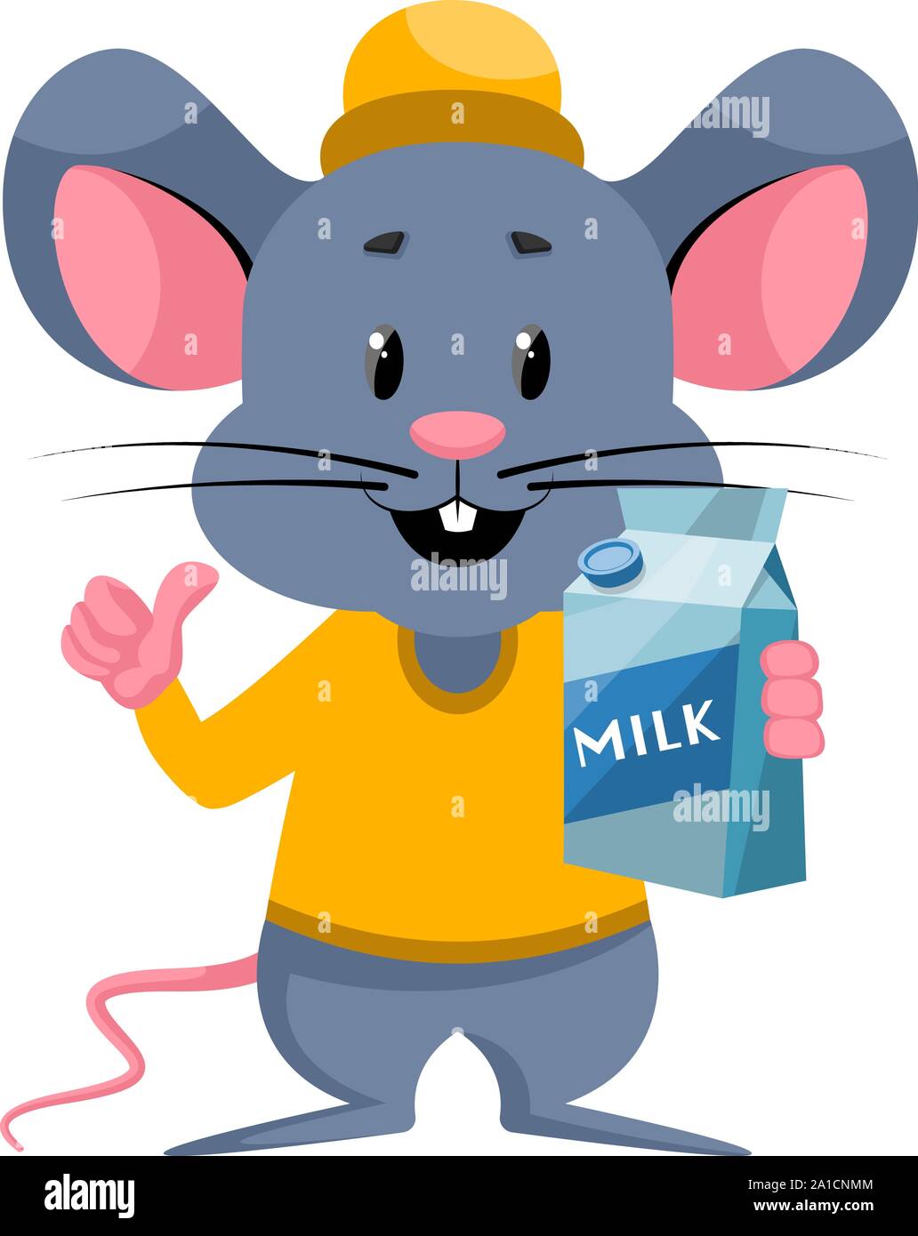Souris avec du lait, de l'illustration vectorielle, sur fond blanc. Illustration de Vecteur