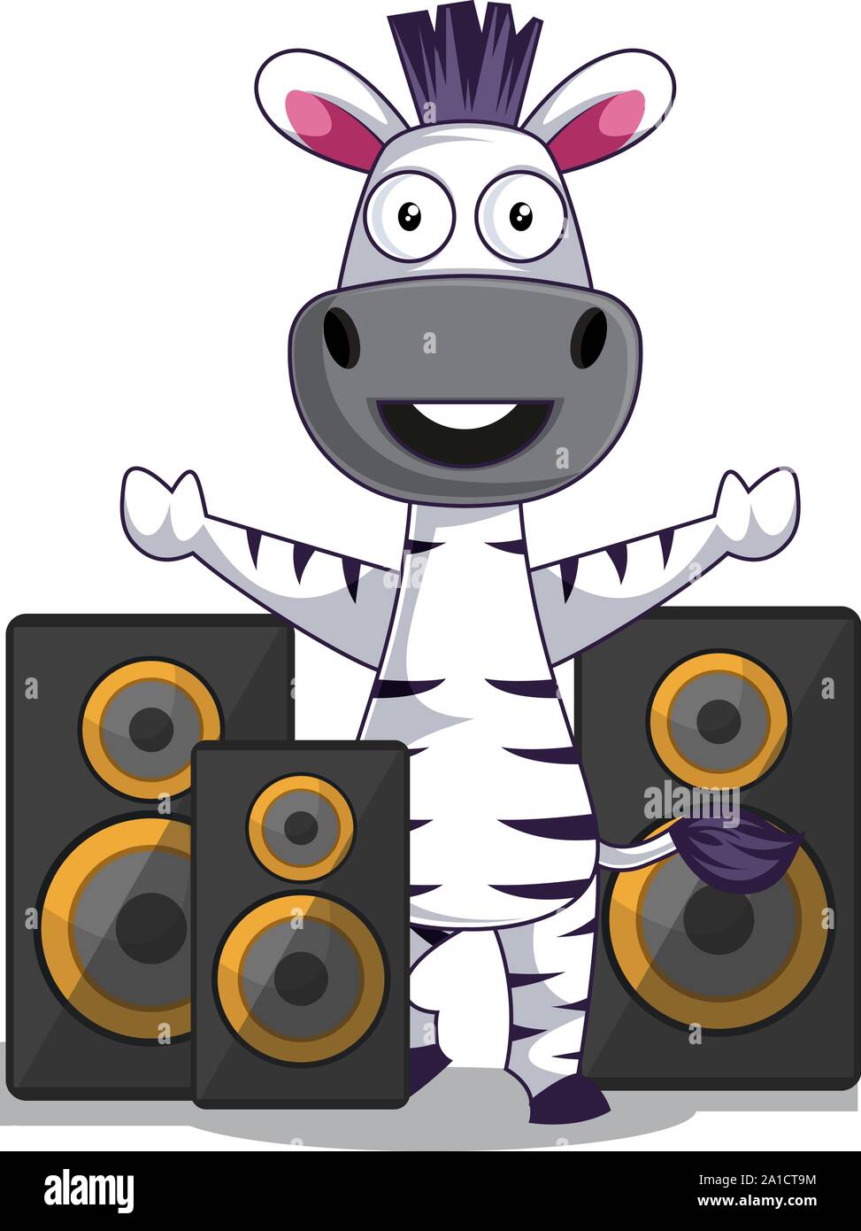 Zebra avec haut-parleurs, illustration, vecteur sur fond blanc. Illustration de Vecteur