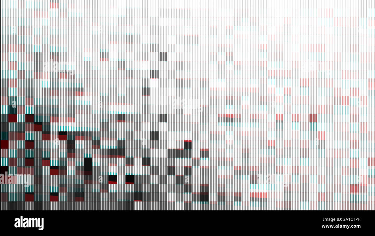 Résumé Pixel numérique Glitch de bruit vidéo, illustration des dommages d'erreur Banque D'Images