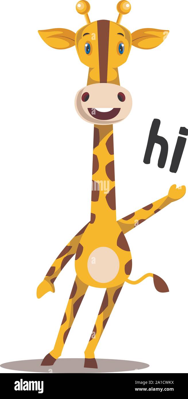 Girafe en disant bonjour, illustration, vecteur sur fond blanc. Illustration de Vecteur